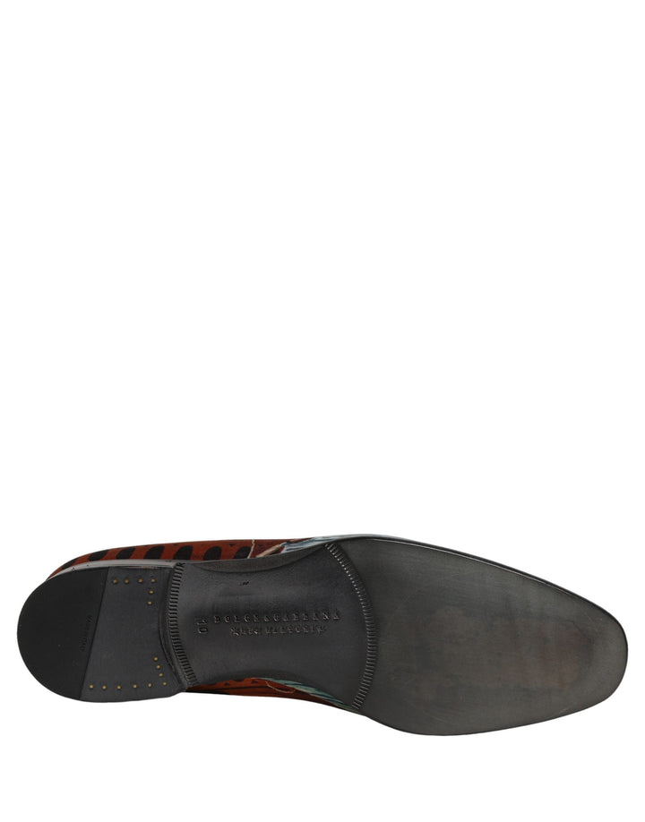 Men’s Dolce &amp; Gabbana Multicolor Lion Print Slip on Loafers Shoes