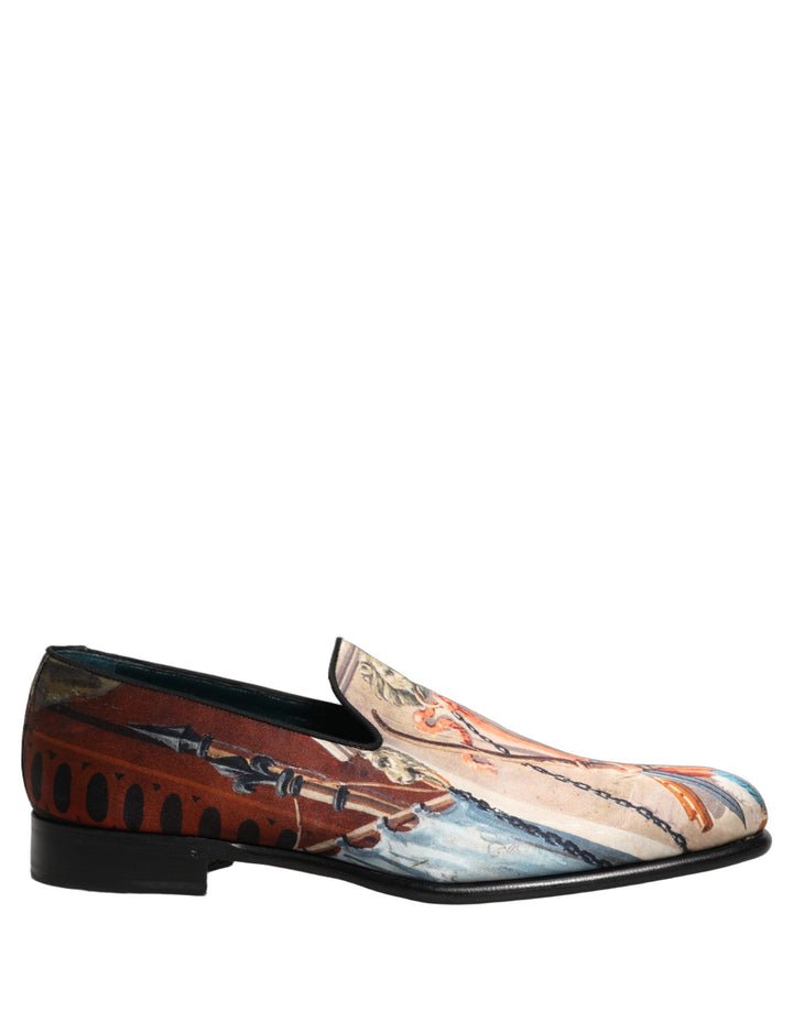 Men’s Dolce &amp; Gabbana Multicolor Lion Print Slip on Loafers Shoes