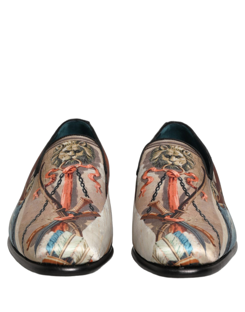 Men’s Dolce & Gabbana Multicolor Lion Print Slip on Loafers Shoes