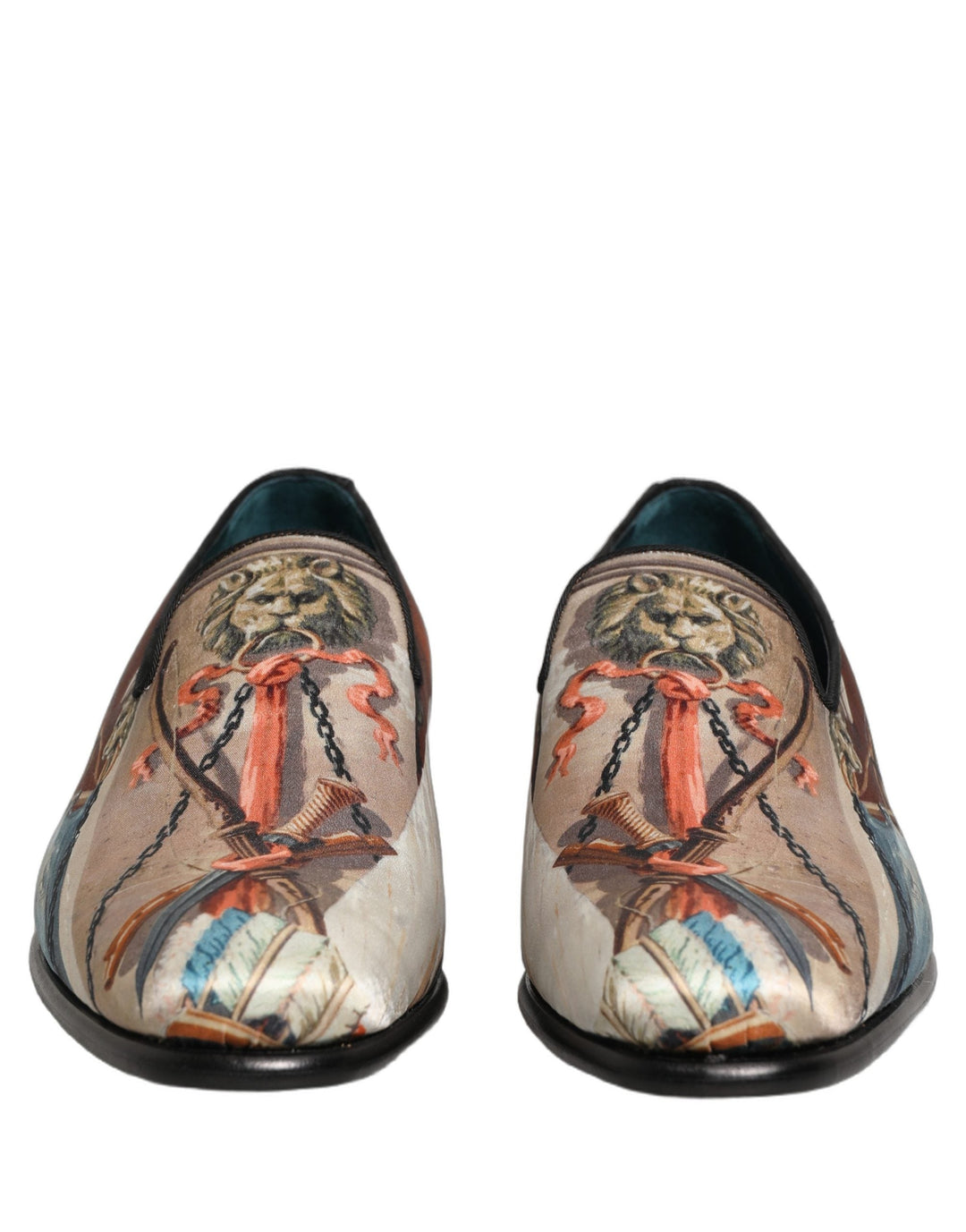 Men’s Dolce &amp; Gabbana Multicolor Lion Print Slip on Loafers Shoes