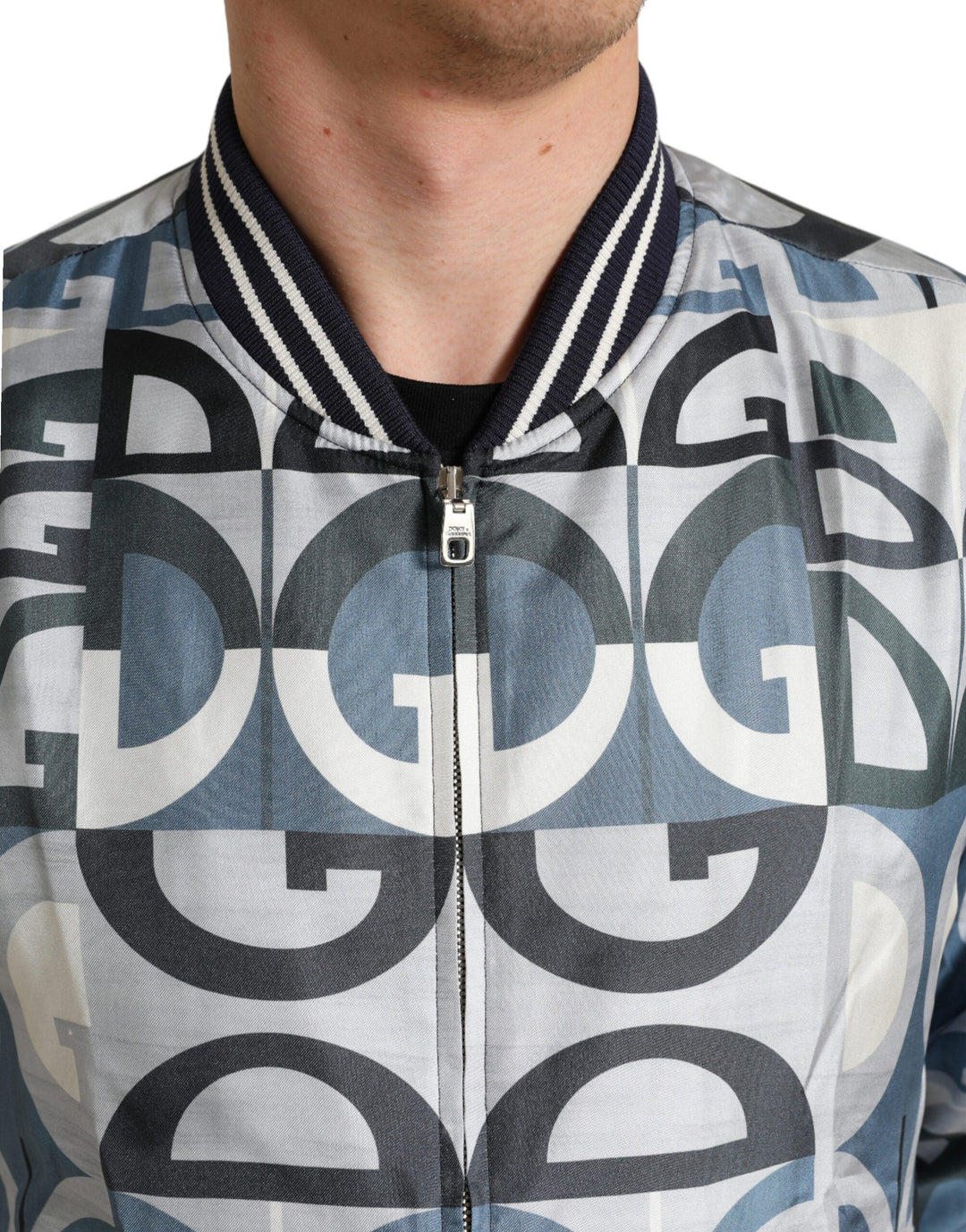 Men’s Dolce &amp; Gabbana Multicolor Logo Print Bomber Blouson Jacket