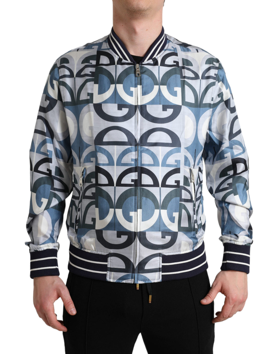 Men’s Dolce & Gabbana Multicolor Logo Print Bomber Blouson Jacket