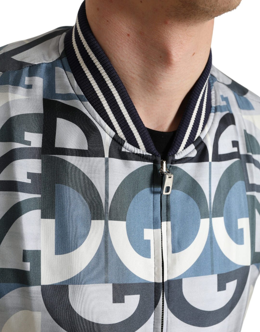 Men’s Dolce &amp; Gabbana Multicolor Logo Print Bomber Blouson Jacket