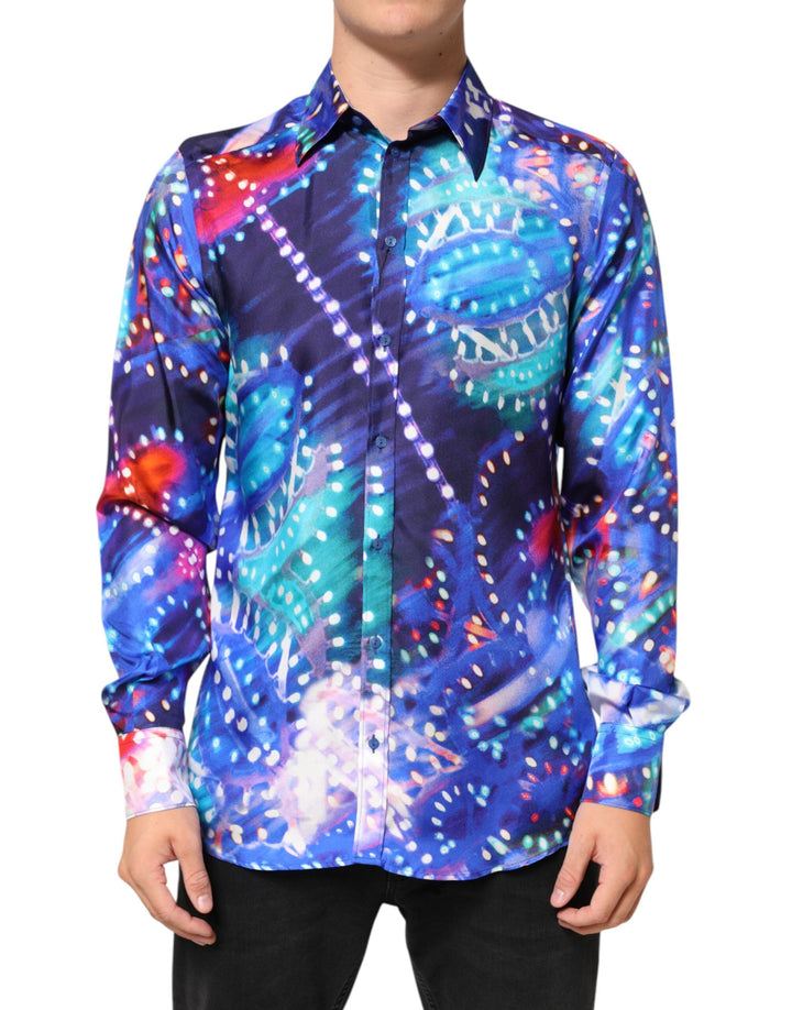 Dolce &amp; Gabbana Multicolor Luminarie Martini Slim Men Shirt
