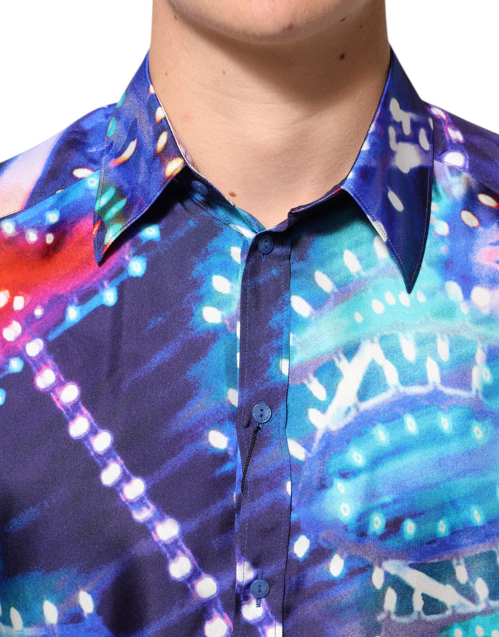 Dolce &amp; Gabbana Multicolor Luminarie Martini Slim Men Shirt