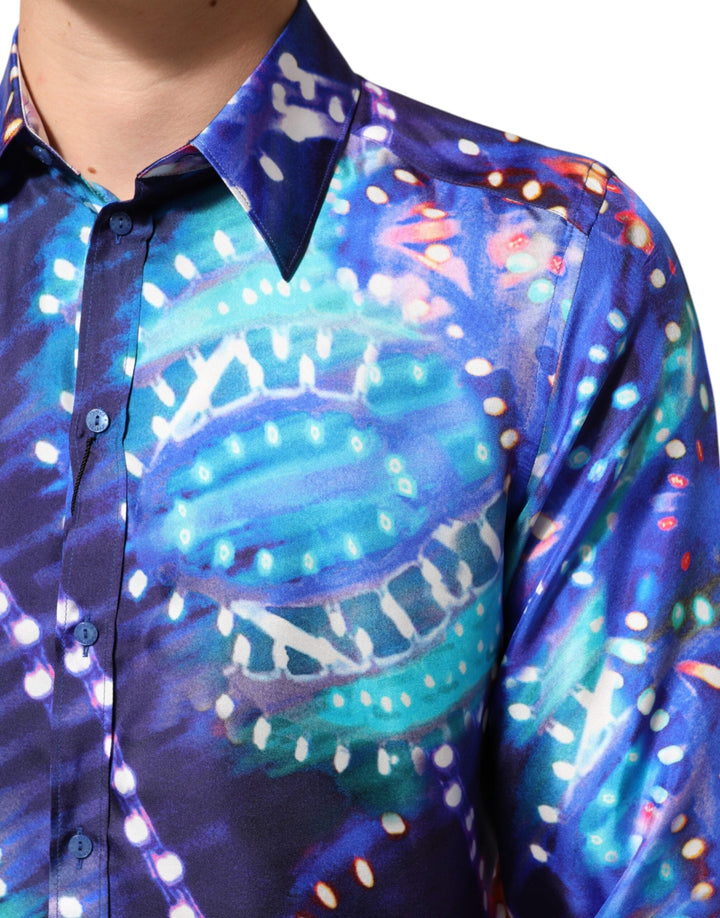 Dolce &amp; Gabbana Multicolor Luminarie Martini Slim Men Shirt