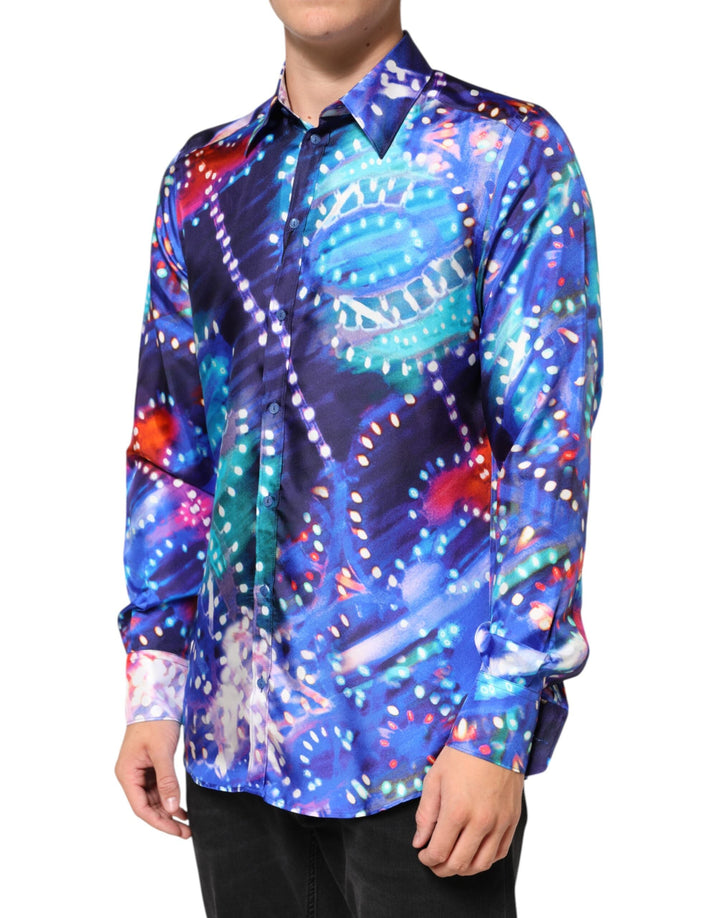 Dolce &amp; Gabbana Multicolor Luminarie Martini Slim Men Shirt