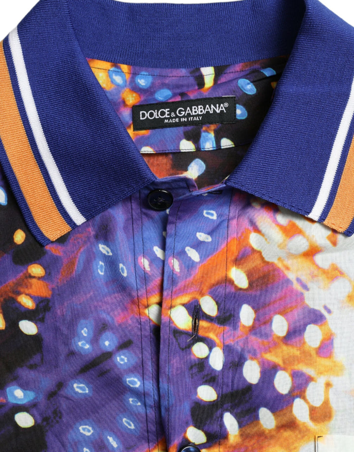 Dolce &amp; Gabbana Multicolor Luminarie Print Cotton Casual Shirt