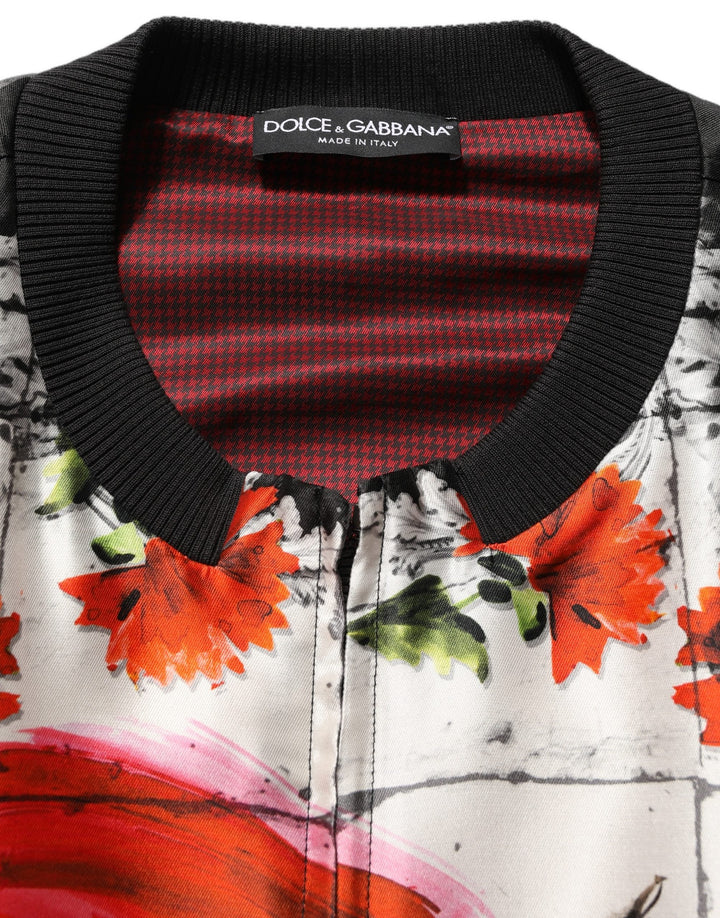 Men’s Dolce &amp; Gabbana Multicolor Majolica Bull Print Bomber Jacket