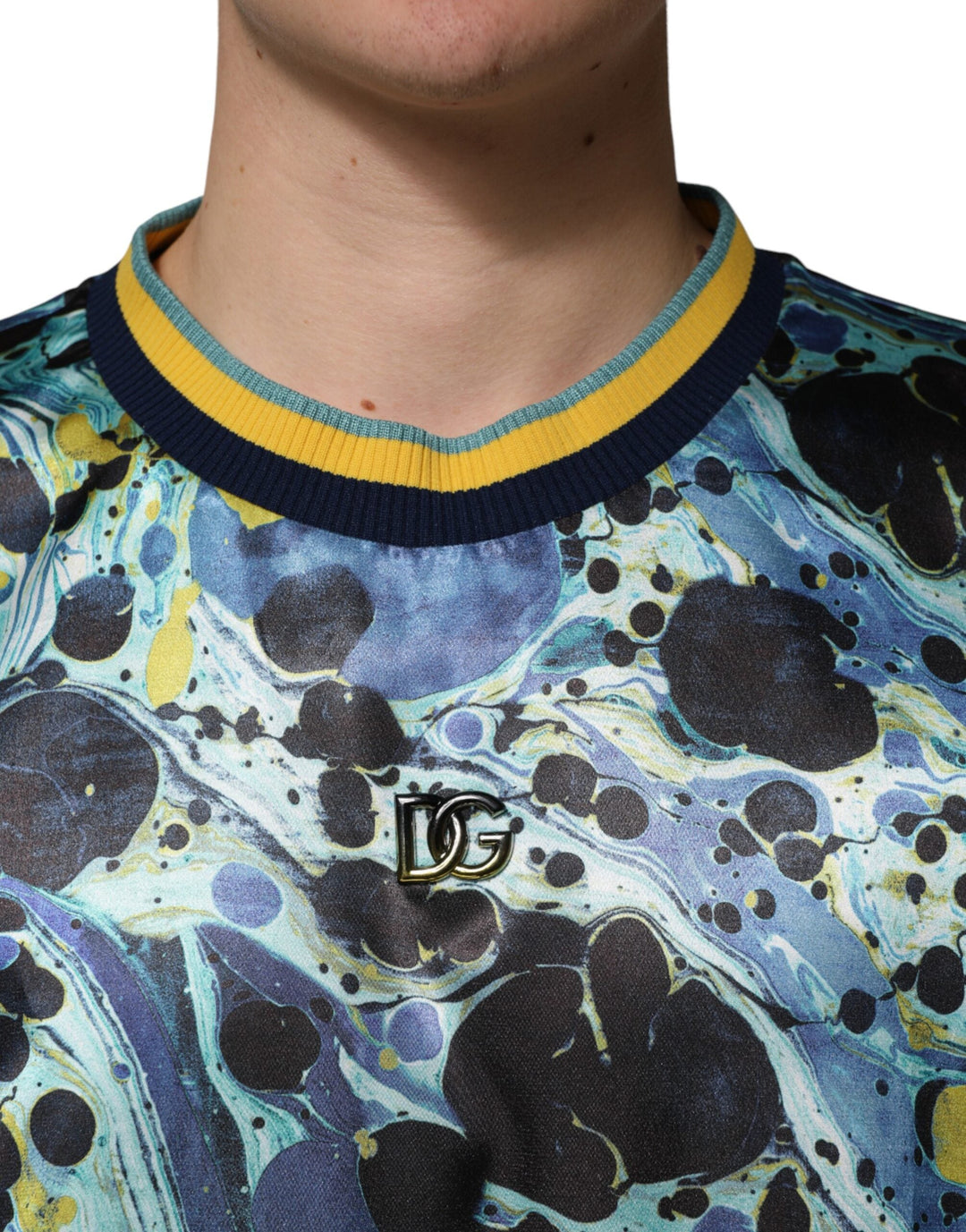 Dolce &amp; Gabbana Multicolor Marble Print Pullover Sweater