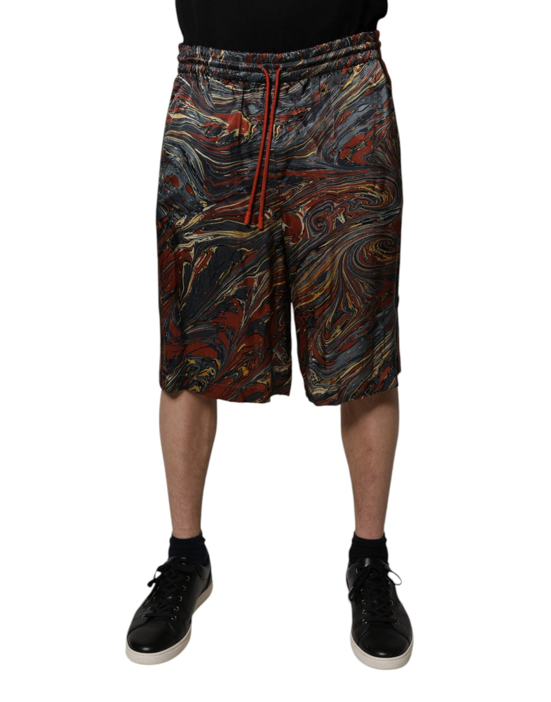 Men’s Dolce &amp; Gabbana Multicolor Marble Print Trouser Bermuda Shorts
