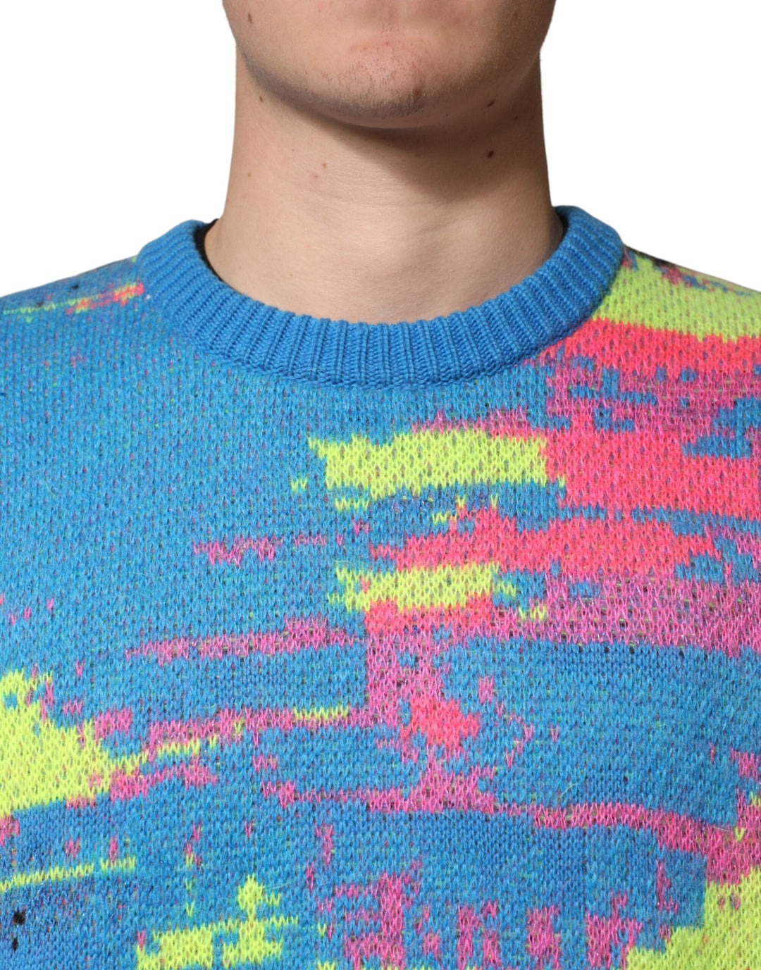 Men’s Dolce &amp; Gabbana Multicolor Men Crew Neck Pullover Sweater