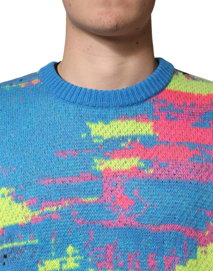 Men’s Dolce &amp; Gabbana Multicolor Men Crew Neck Pullover Sweater