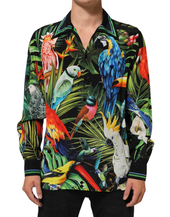 Dolce &amp; Gabbana Multicolor Parrot Print Lounge Casual Shirt