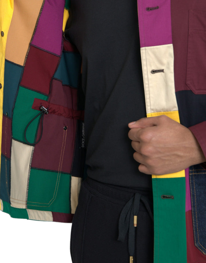 Men’s Dolce &amp; Gabbana Multicolor Patchwork Cotton Collared Jacket