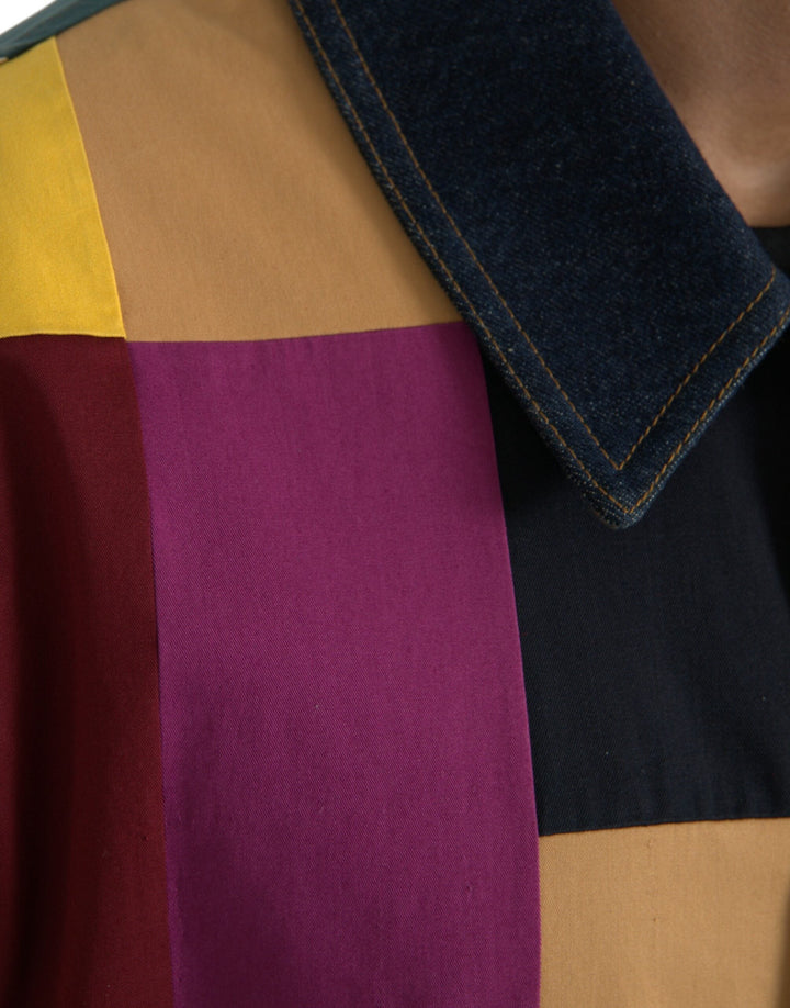 Men’s Dolce &amp; Gabbana Multicolor Patchwork Cotton Collared Jacket