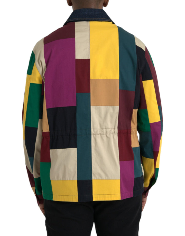 Men’s Dolce &amp; Gabbana Multicolor Patchwork Cotton Collared Jacket