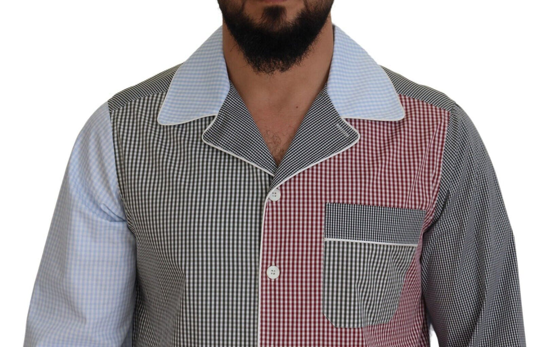 Men’s Dolce &amp; Gabbana Multicolor Patchwork Cotton Long Sleeves Shirt