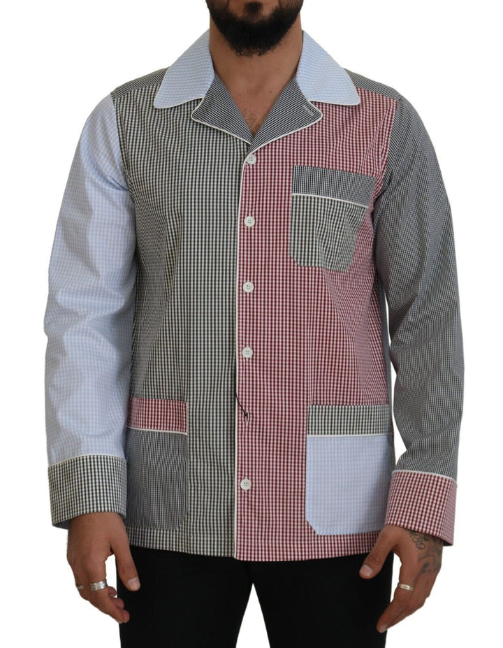 Men’s Dolce &amp; Gabbana Multicolor Patchwork Cotton Long Sleeves Shirt