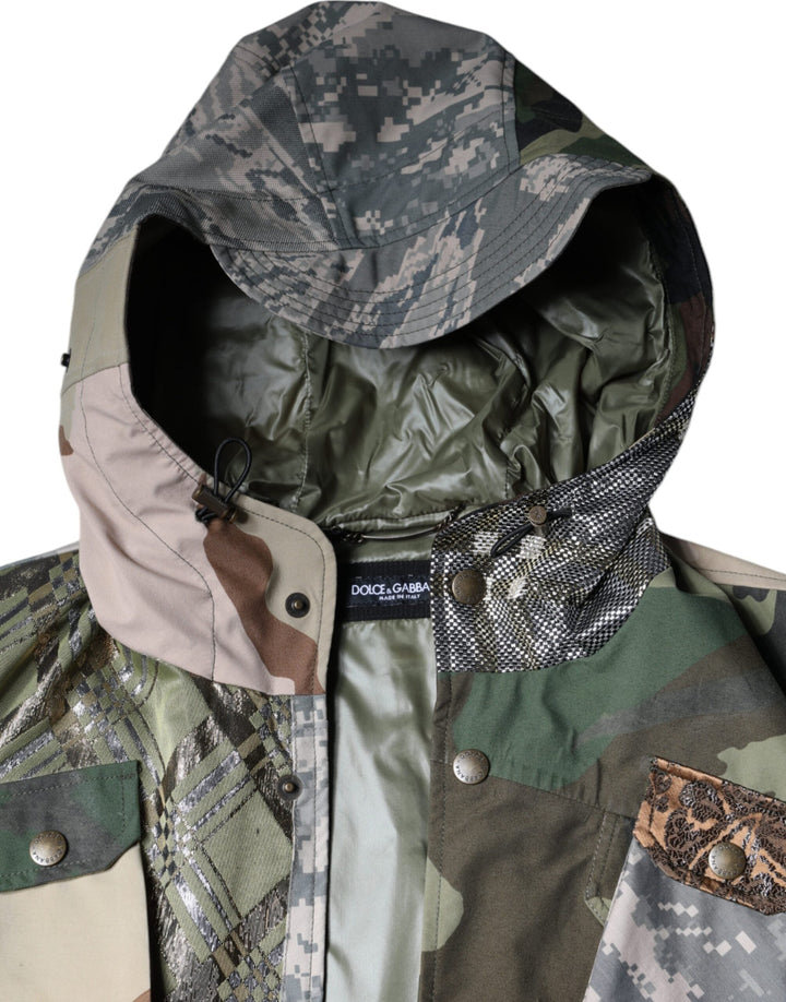 Men’s Dolce &amp; Gabbana Multicolor Patchwork Hooded Vest Jacket