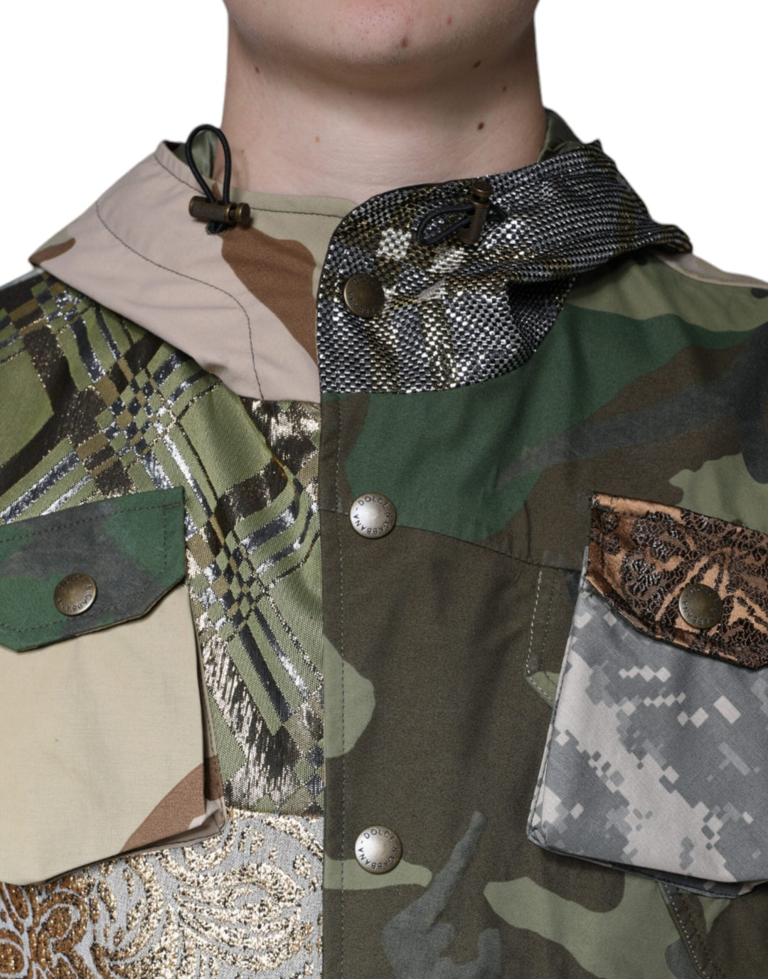 Men’s Dolce &amp; Gabbana Multicolor Patchwork Hooded Vest Jacket