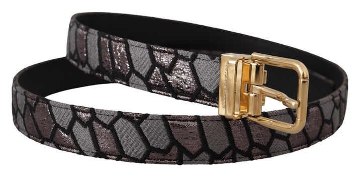 Dolce &amp; Gabbana Multicolor Patchwork Leather Gold Jaquard Belt