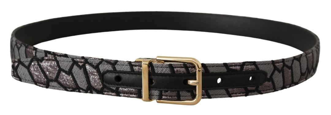 Dolce &amp; Gabbana Multicolor Patchwork Leather Gold Jaquard Belt
