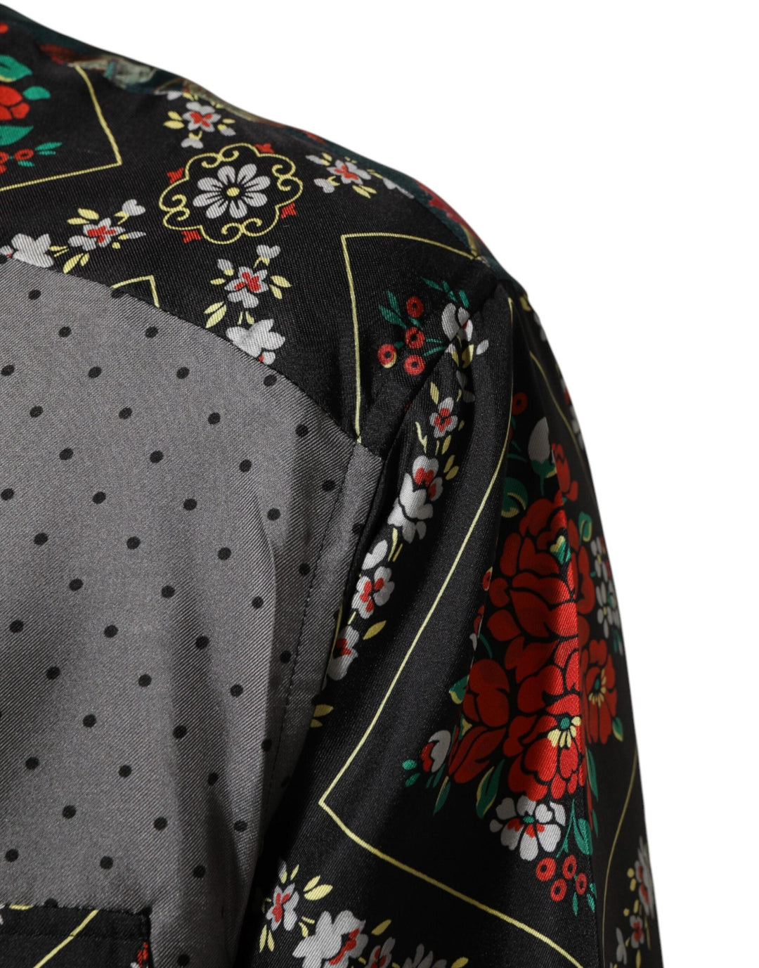 Men’s Dolce &amp; Gabbana Multicolor Patchwork Long Sleeves Silk Shirt