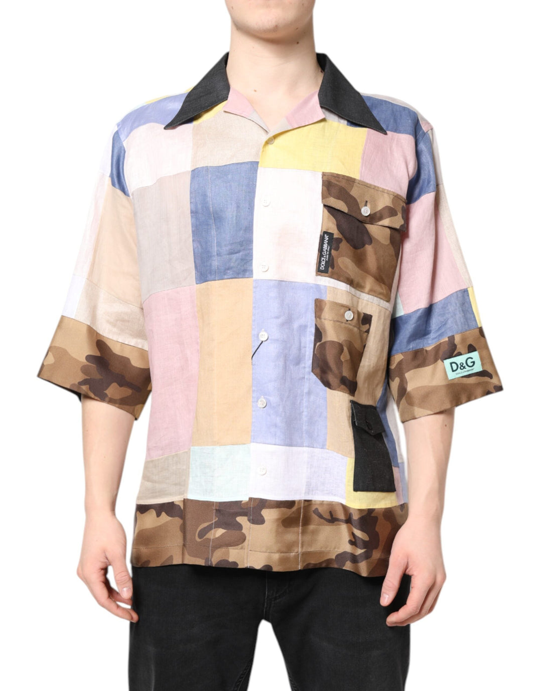 Dolce &amp; Gabbana Multicolor Patchwork Short Sleeve Shirt