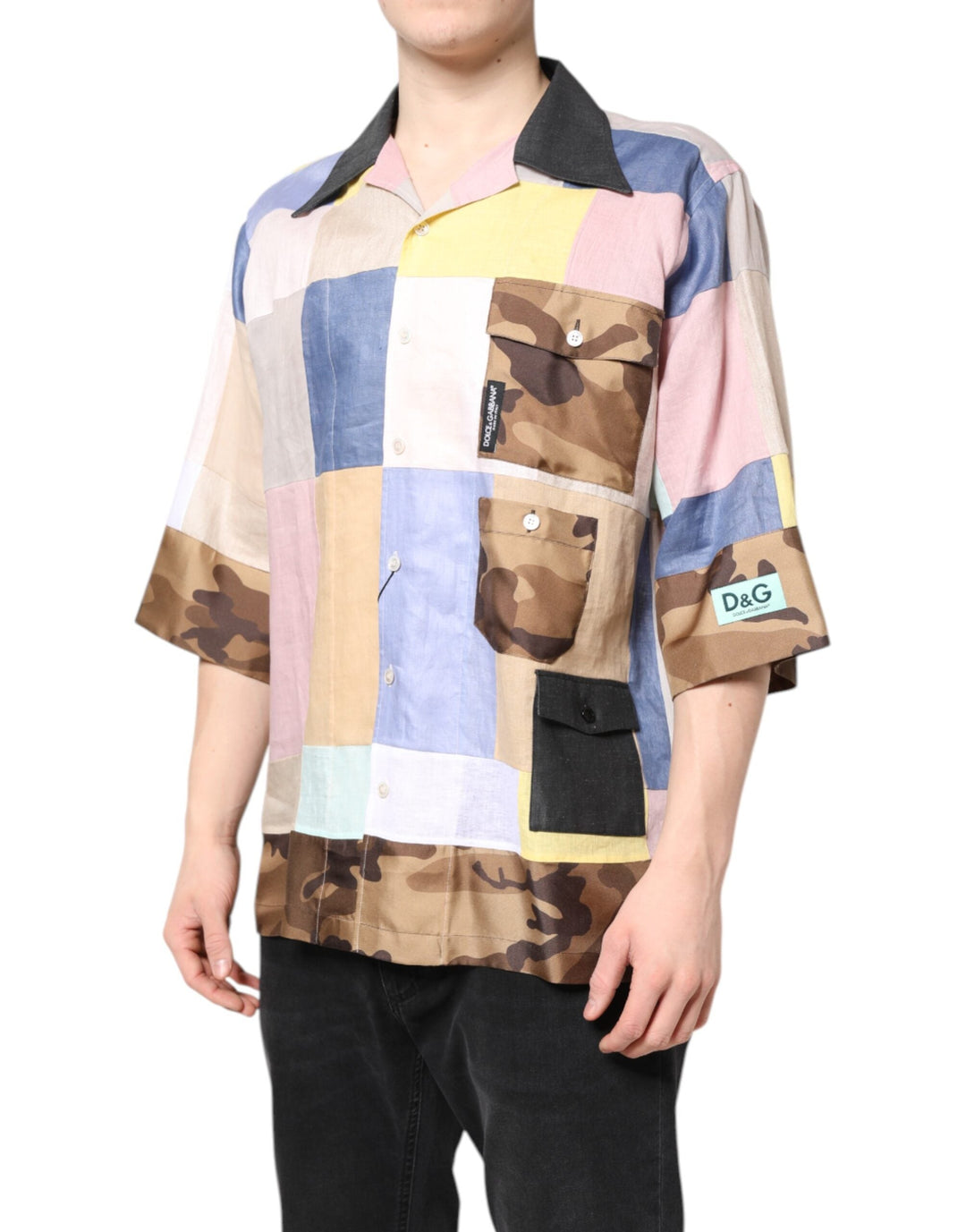 Dolce &amp; Gabbana Multicolor Patchwork Short Sleeve Shirt