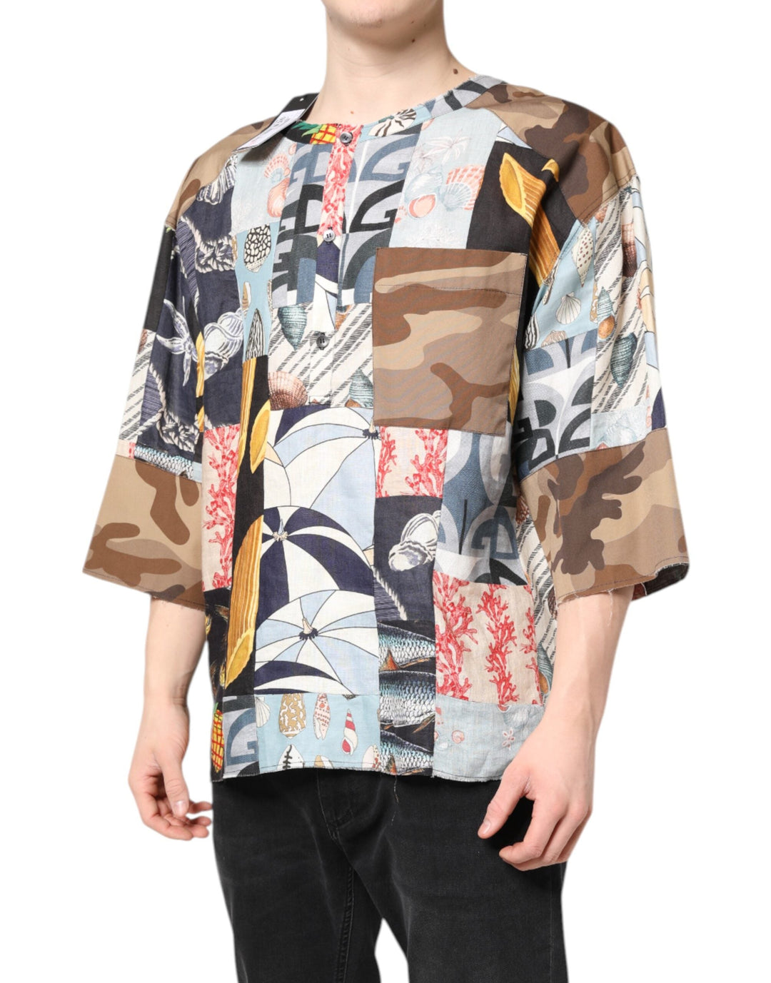 Dolce &amp; Gabbana Multicolor Patchwork Short Sleeves Shirt