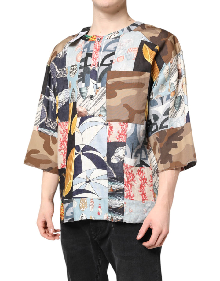 Dolce &amp; Gabbana Multicolor Patchwork Short Sleeves Shirt