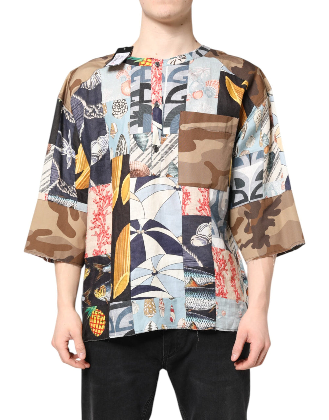 Dolce &amp; Gabbana Multicolor Patchwork Short Sleeves Shirt