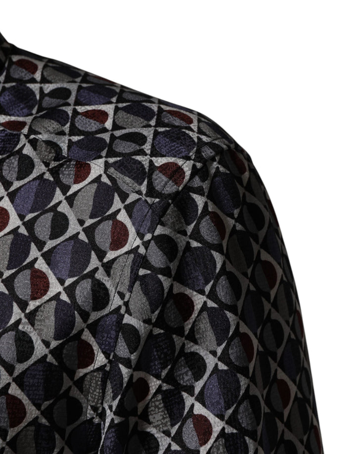 Men’s Dolce &amp; Gabbana Multicolor Patterned Collared Gold Men Dress Shirt