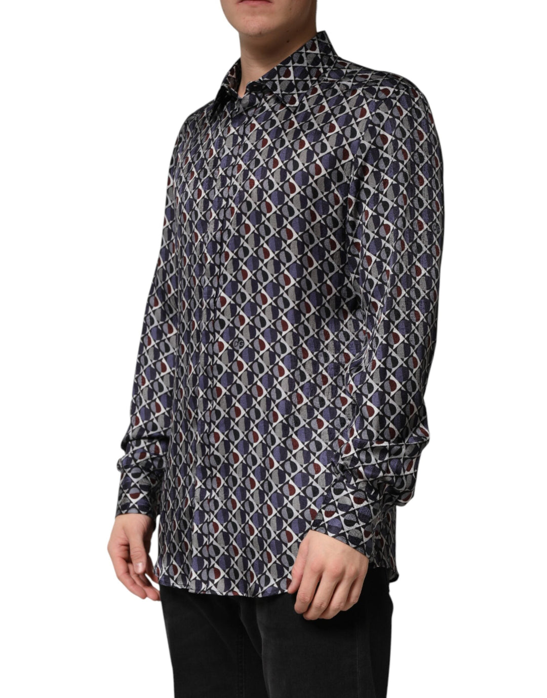 Men’s Dolce &amp; Gabbana Multicolor Patterned Collared Gold Men Dress Shirt