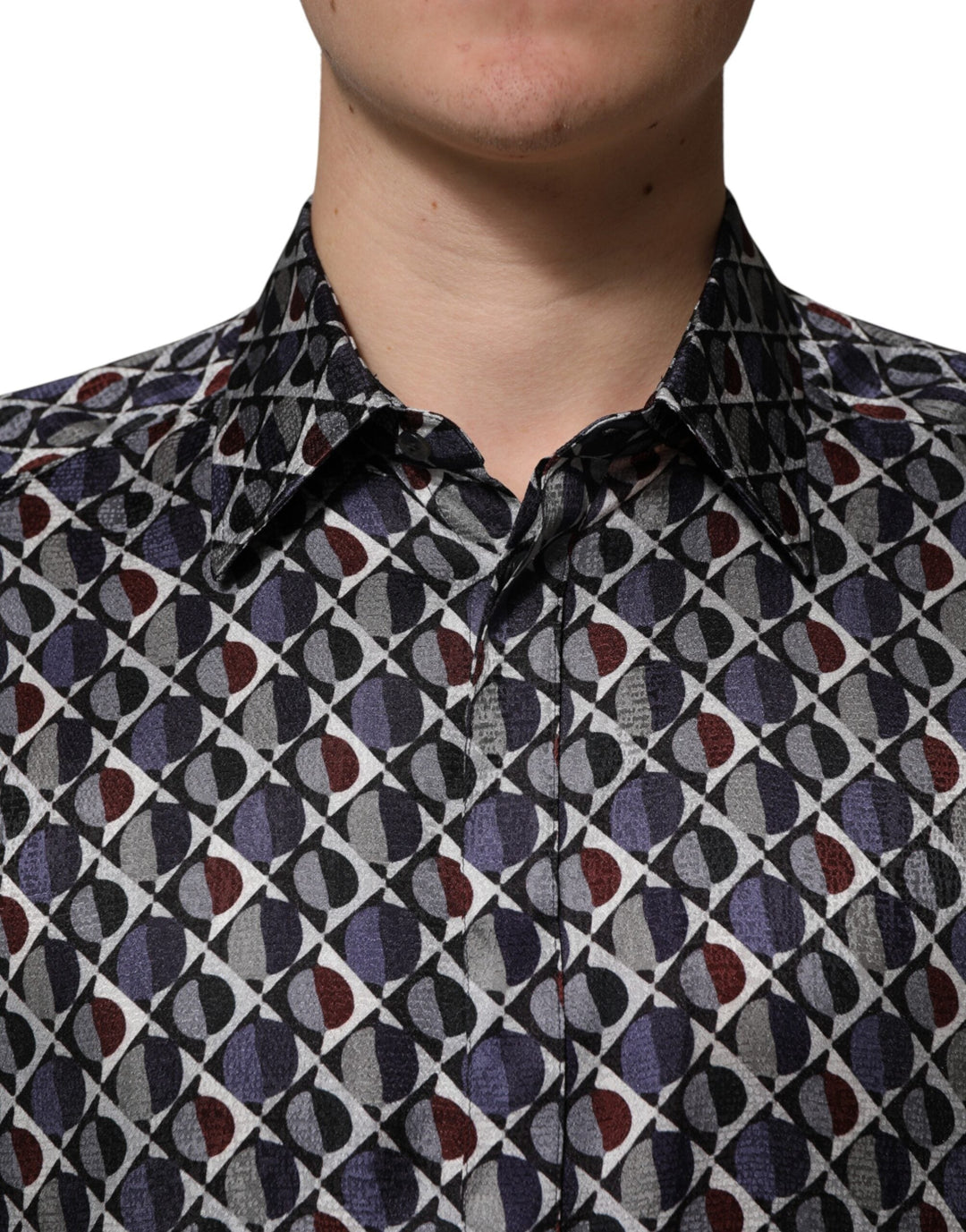 Men’s Dolce &amp; Gabbana Multicolor Patterned Collared Gold Men Dress Shirt