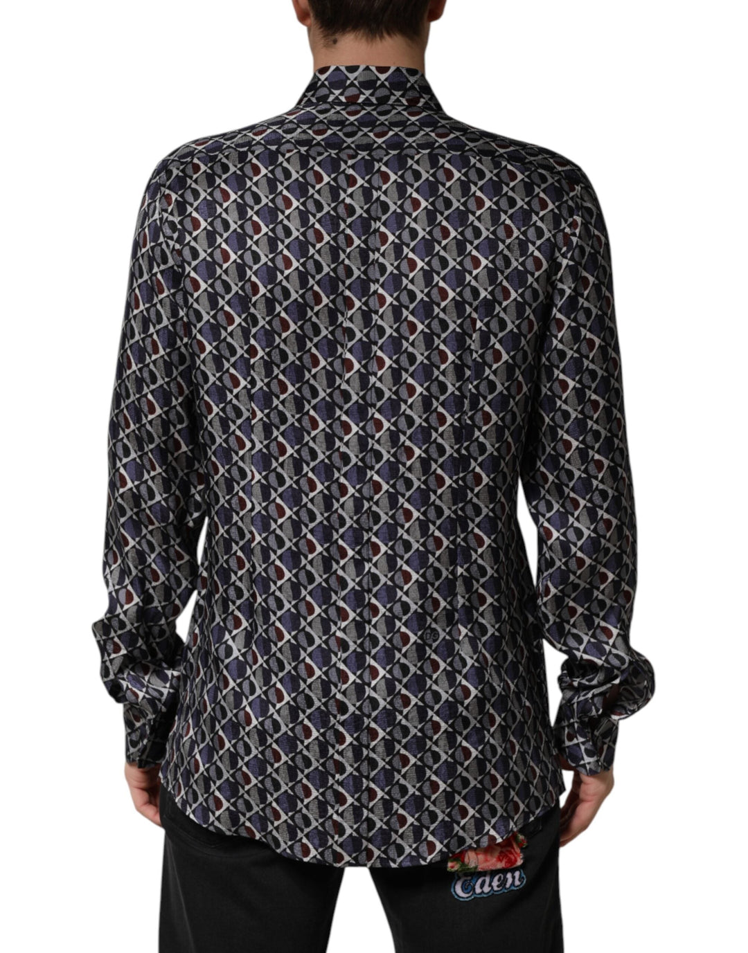 Men’s Dolce &amp; Gabbana Multicolor Patterned Collared Gold Men Dress Shirt