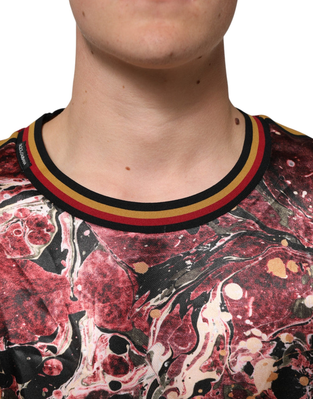 Dolce &amp; Gabbana Multicolor Polyester Marble Print Oversize T-shirt