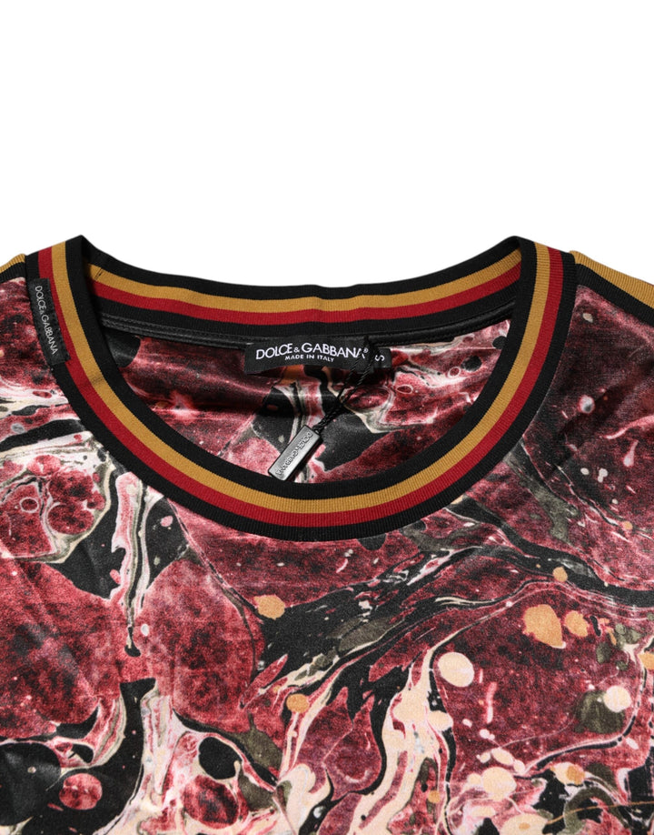 Dolce &amp; Gabbana Multicolor Polyester Marble Print Oversize T-shirt