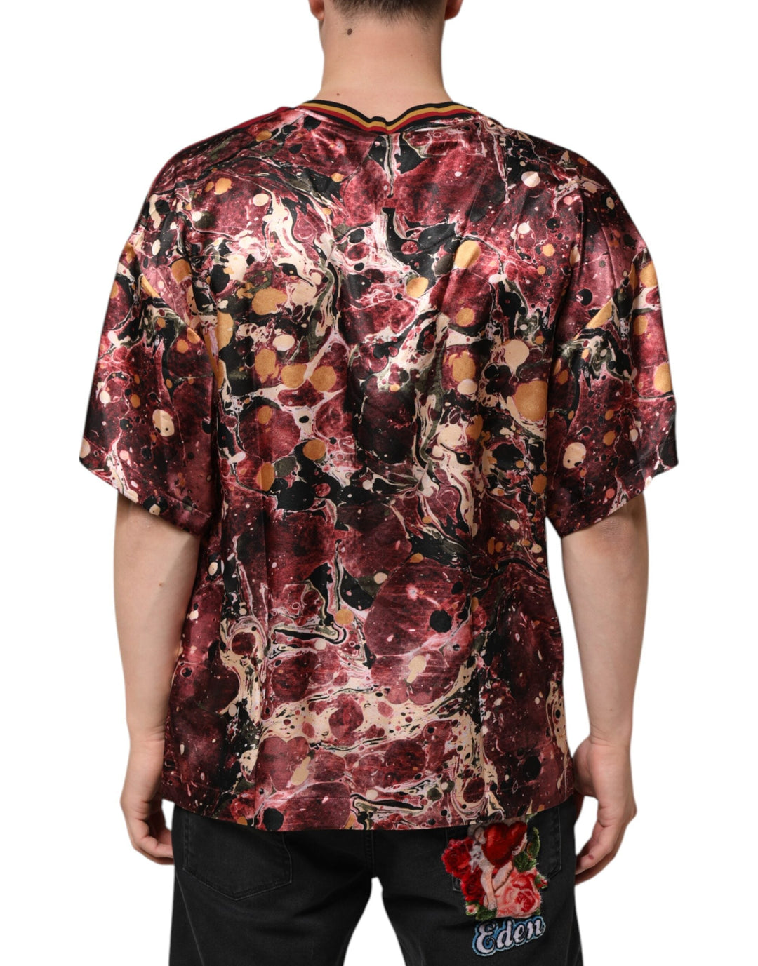 Dolce &amp; Gabbana Multicolor Polyester Marble Print Oversize T-shirt
