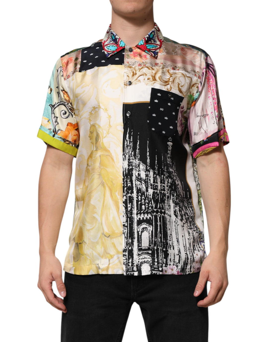 Dolce &amp; Gabbana Multicolor Printed Button Down Casual Shirt