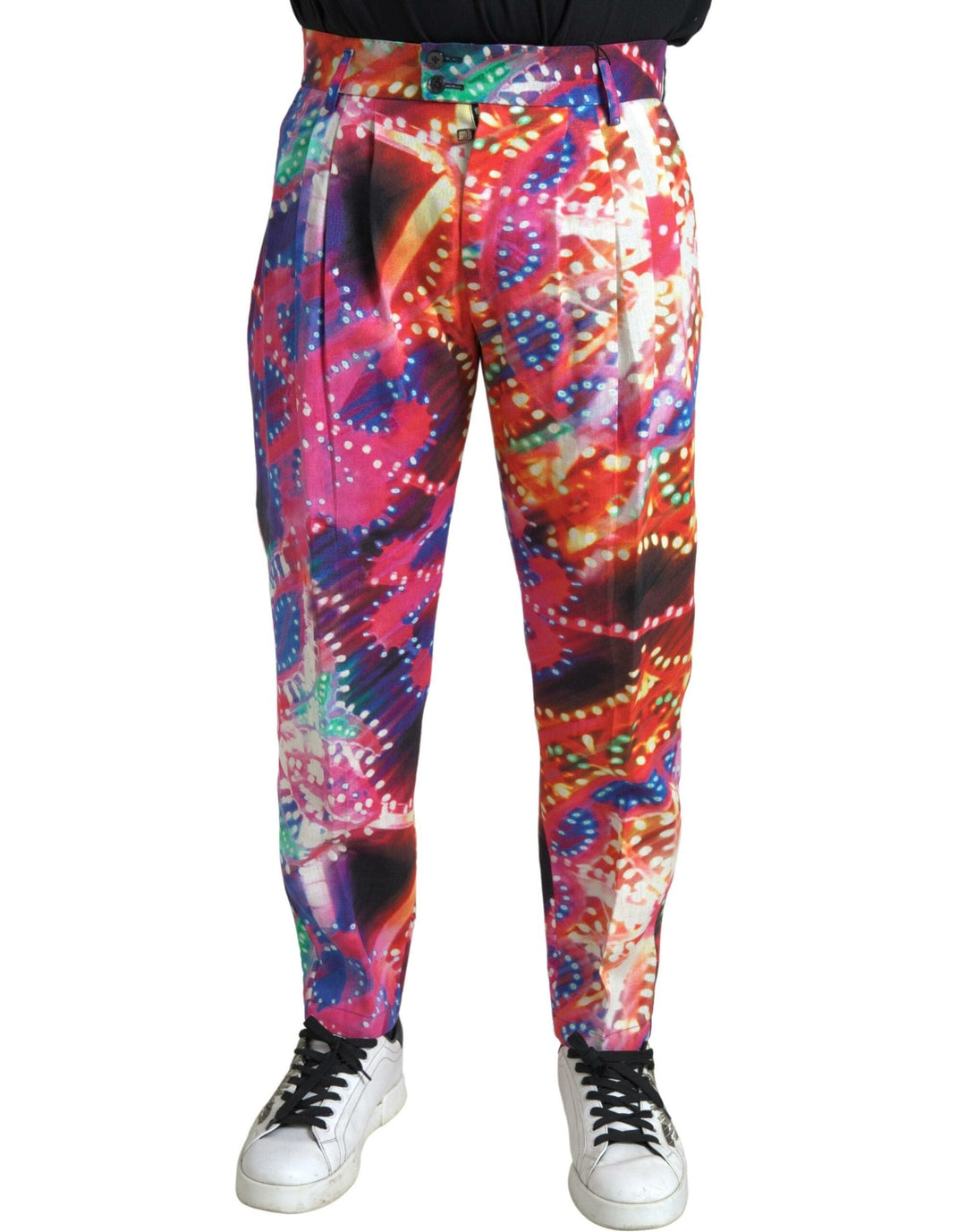 Men’s Dolce & Gabbana Multicolor Printed Linen Men Trouser Pants