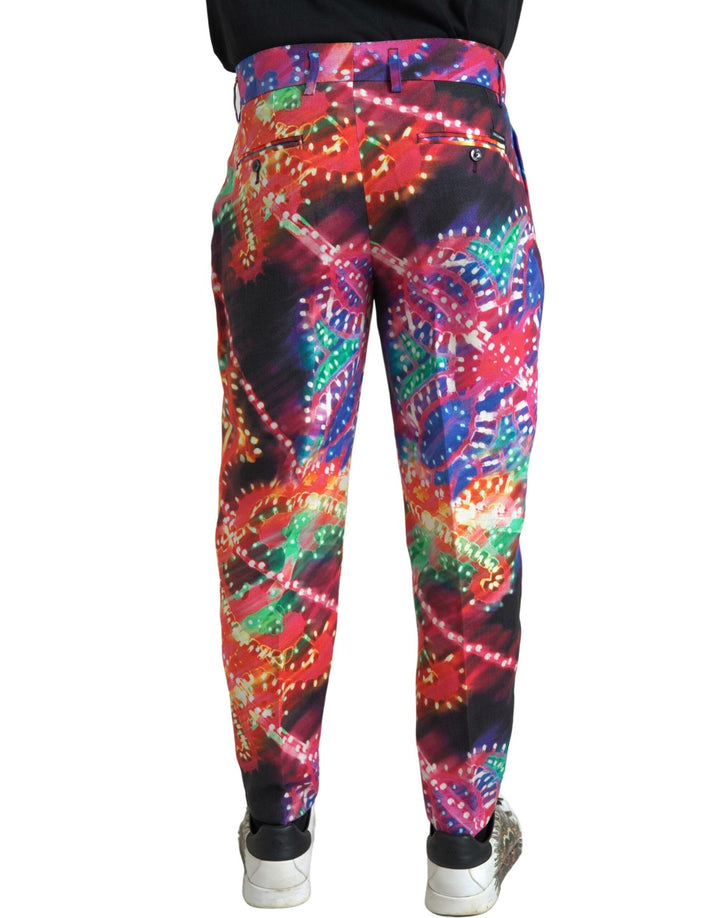 Men’s Dolce &amp; Gabbana Multicolor Printed Linen Men Trouser Pants