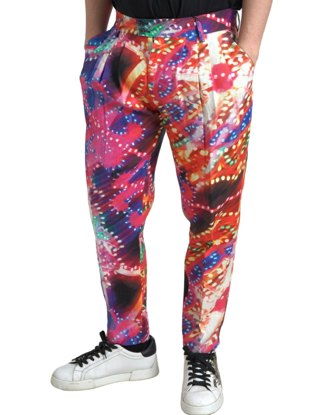 Men’s Dolce &amp; Gabbana Multicolor Printed Linen Men Trouser Pants
