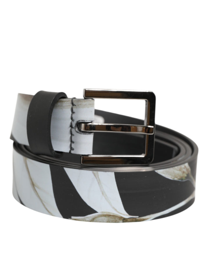Dolce &amp; Gabbana Multicolor Pvc Floral Silver Buckle Men Belt