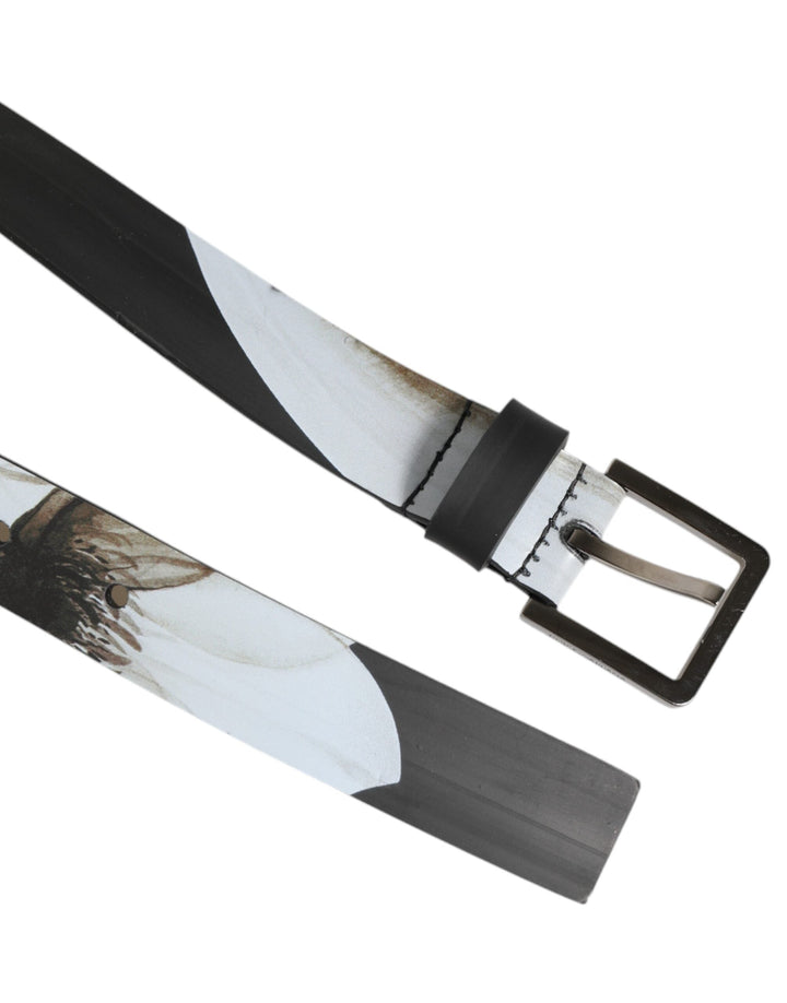Dolce &amp; Gabbana Multicolor Pvc Floral Silver Buckle Men Belt
