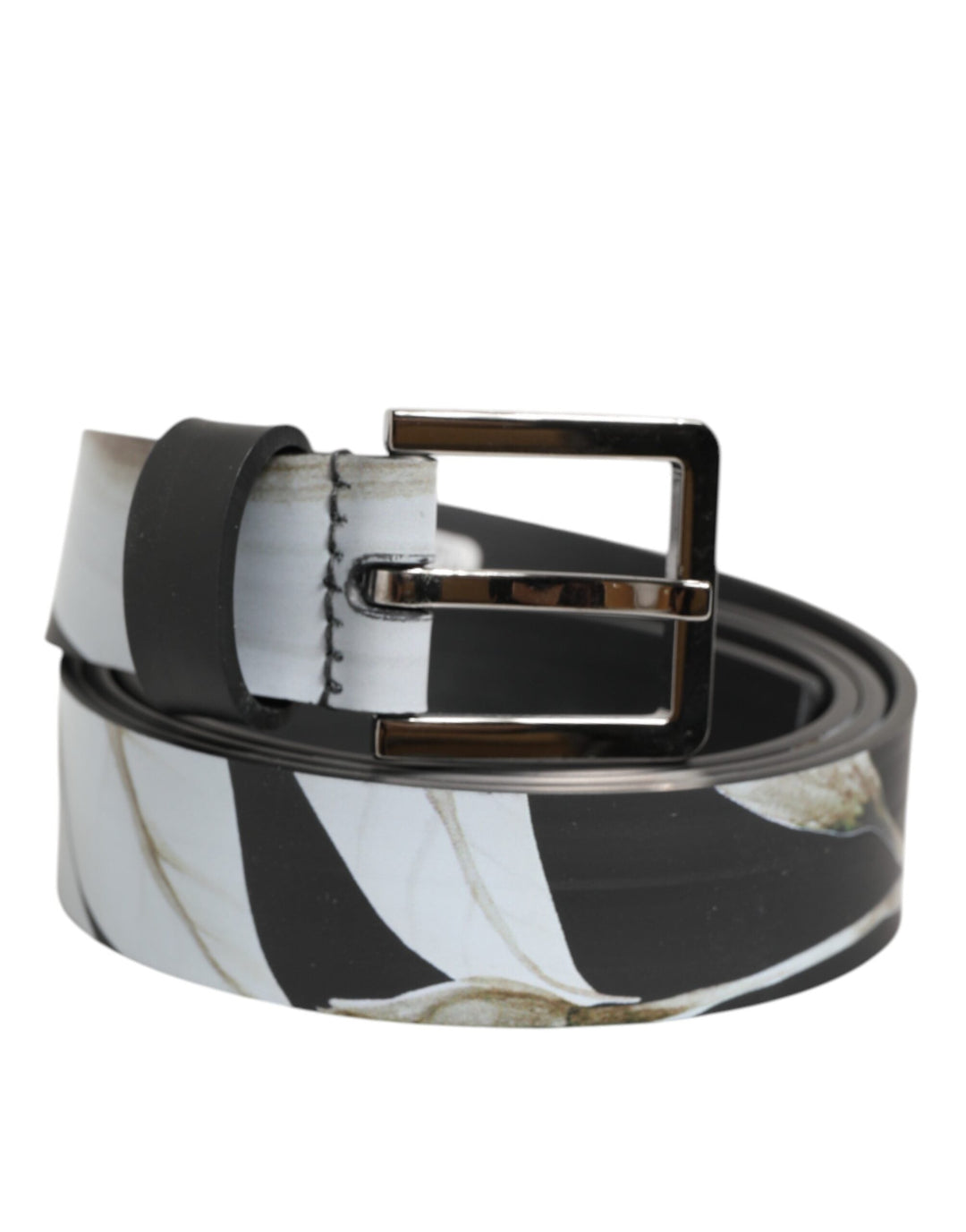 Dolce & Gabbana Multicolor Pvc Floral Silver Buckle Men Belt