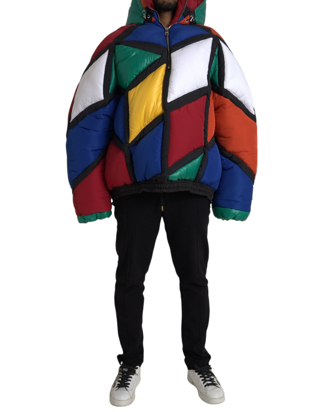 Men’s Dolce & Gabbana Multicolor Quilted Hooded Puffer Jacket