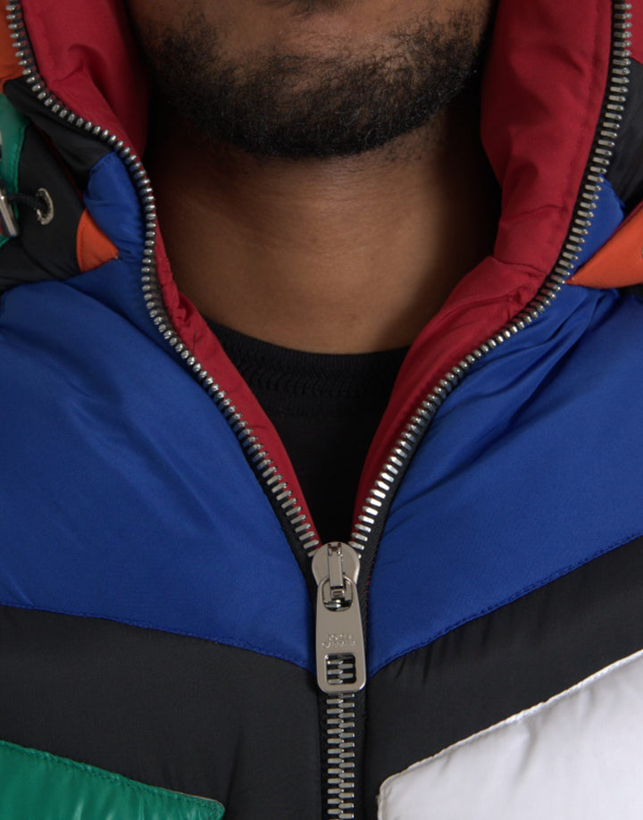 Men’s Dolce &amp; Gabbana Multicolor Quilted Hooded Puffer Jacket