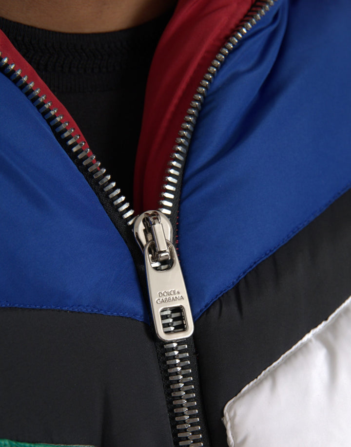 Men’s Dolce &amp; Gabbana Multicolor Quilted Hooded Puffer Jacket